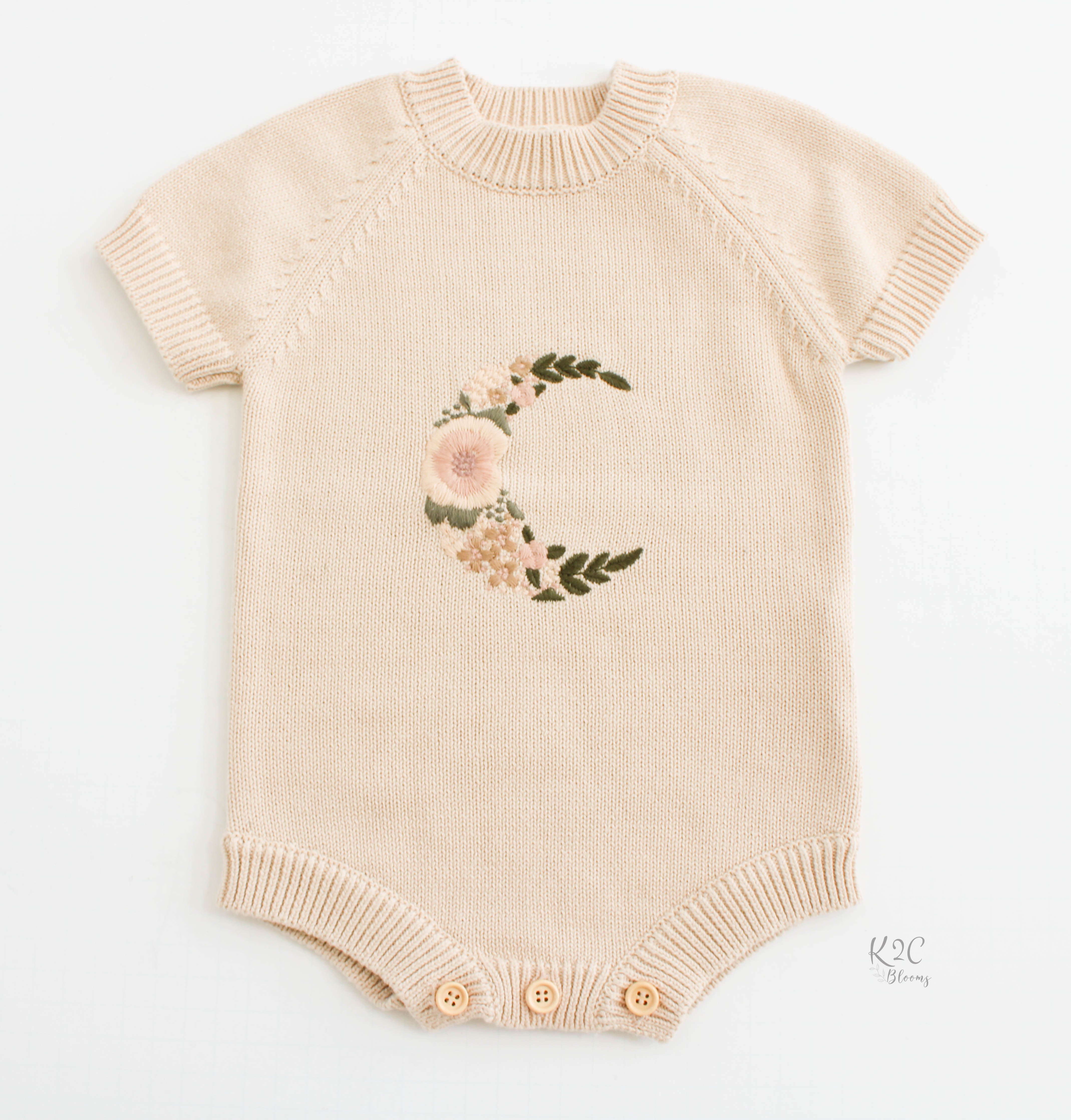 Embroidered Organic Knit Romper - Sitter