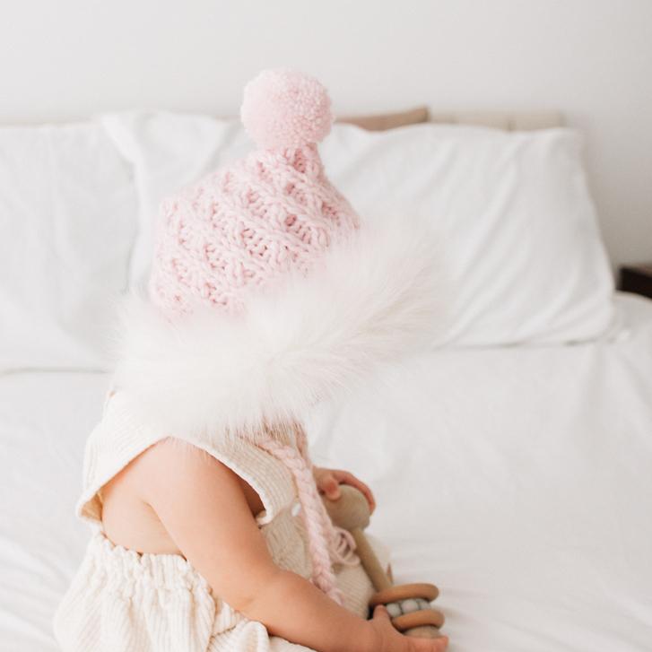 Blush Fur Pom Bonnet - Sitters