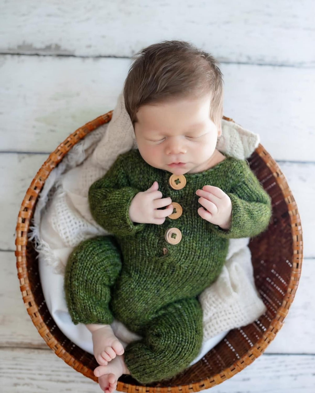 Fuzzy Alpaca Footless Buttoned Sleeper - Olive