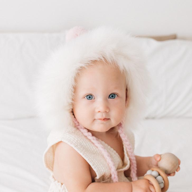 Blush Fur Pom Bonnet - Sitters