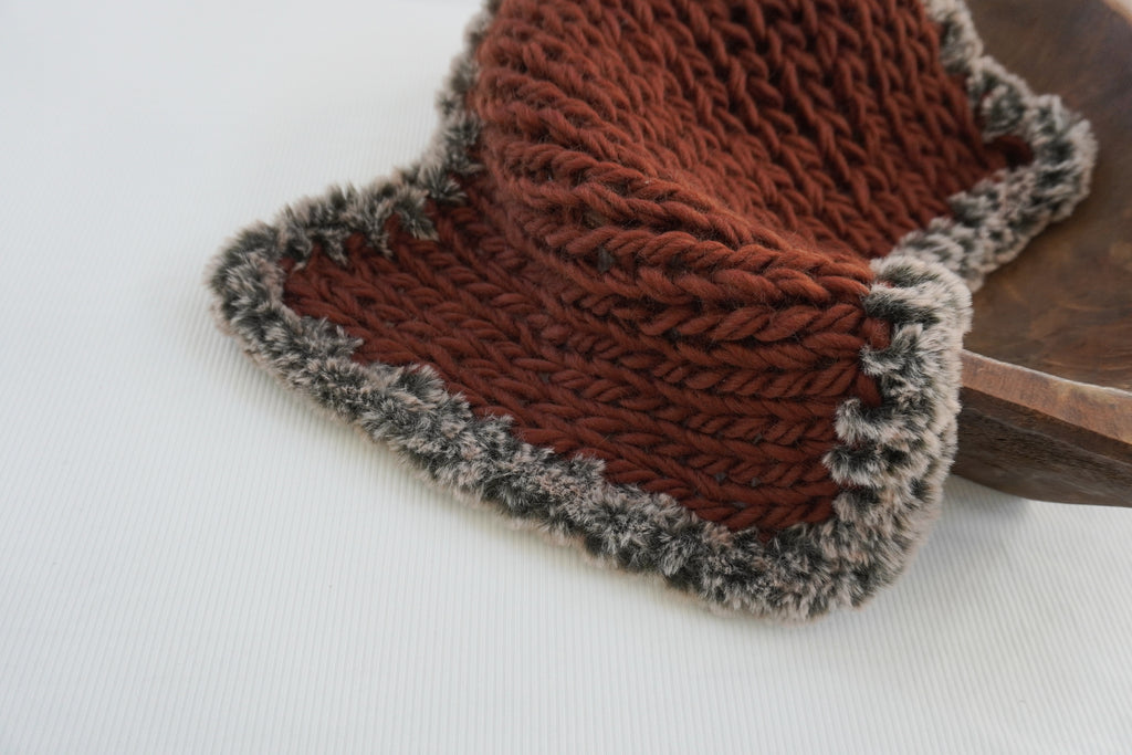 LUX Merino Layer- Deep Brown with fur trim