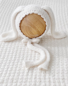 Bunny Bonnet with knit ties