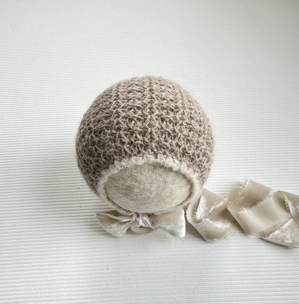 Soft Taupe Bonnet - Newborn