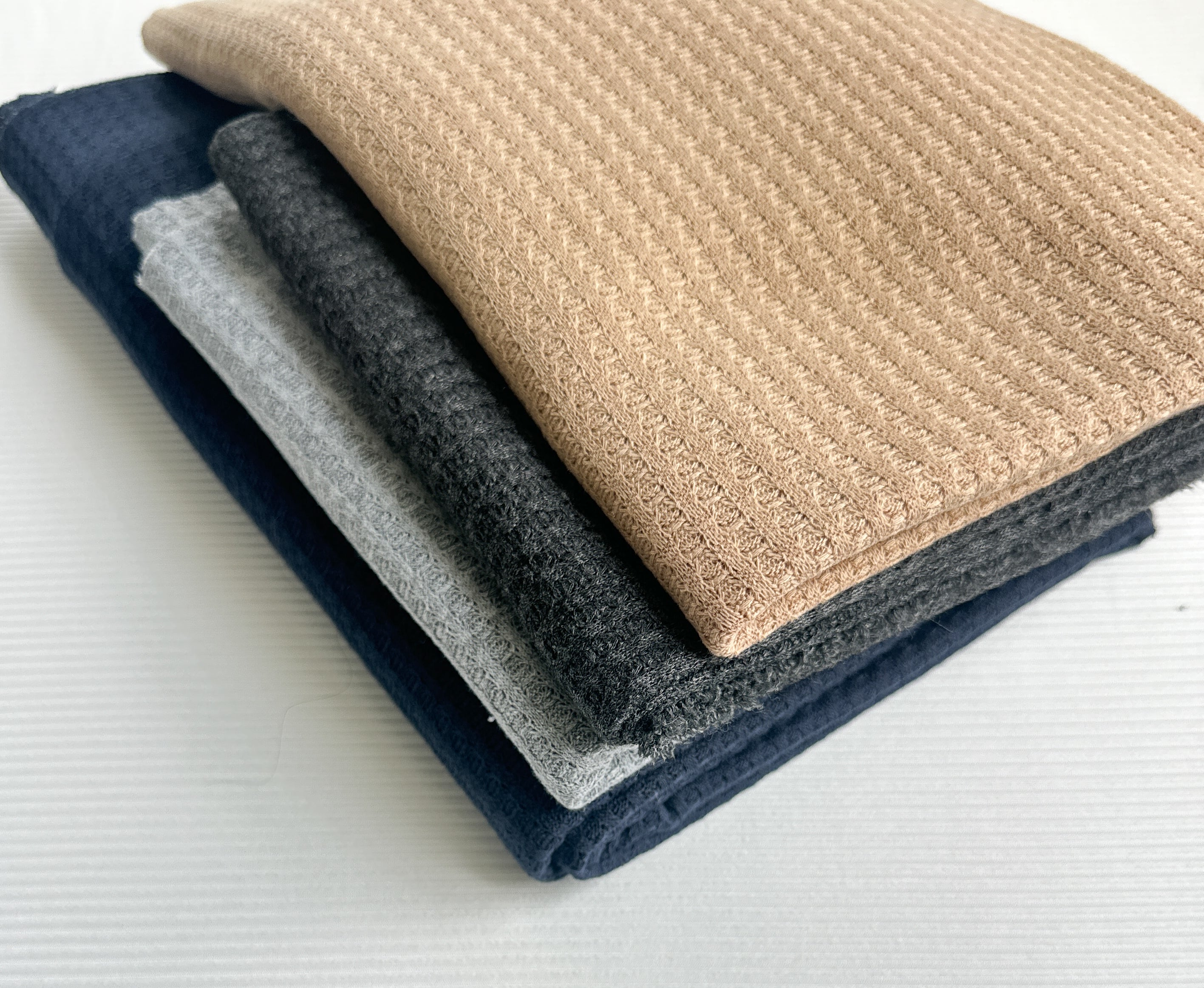 Neutral Waffle Wrap Set — Navy • Soft Grey • Charcoal • Beige