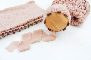 Signature Beaded wraps & bonnet set - Blush