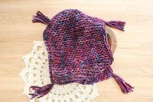 Violet hand dyed tasseled layer