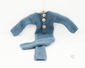 Blue Fuzzy Alpaca Footless Buttoned Sleeper