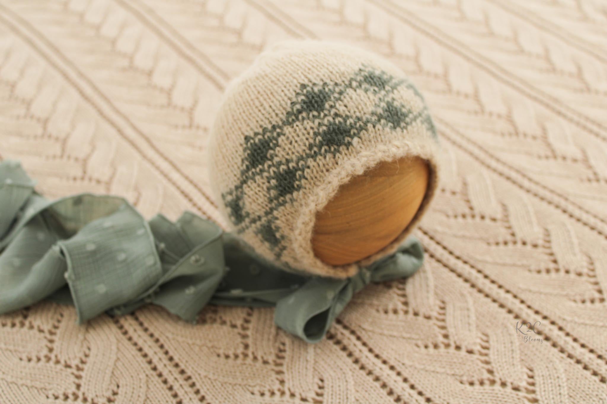 Argyle Bonnet Set - Beige