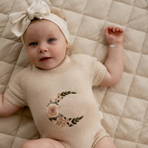 Embroidered Organic Knit Romper - Sitter