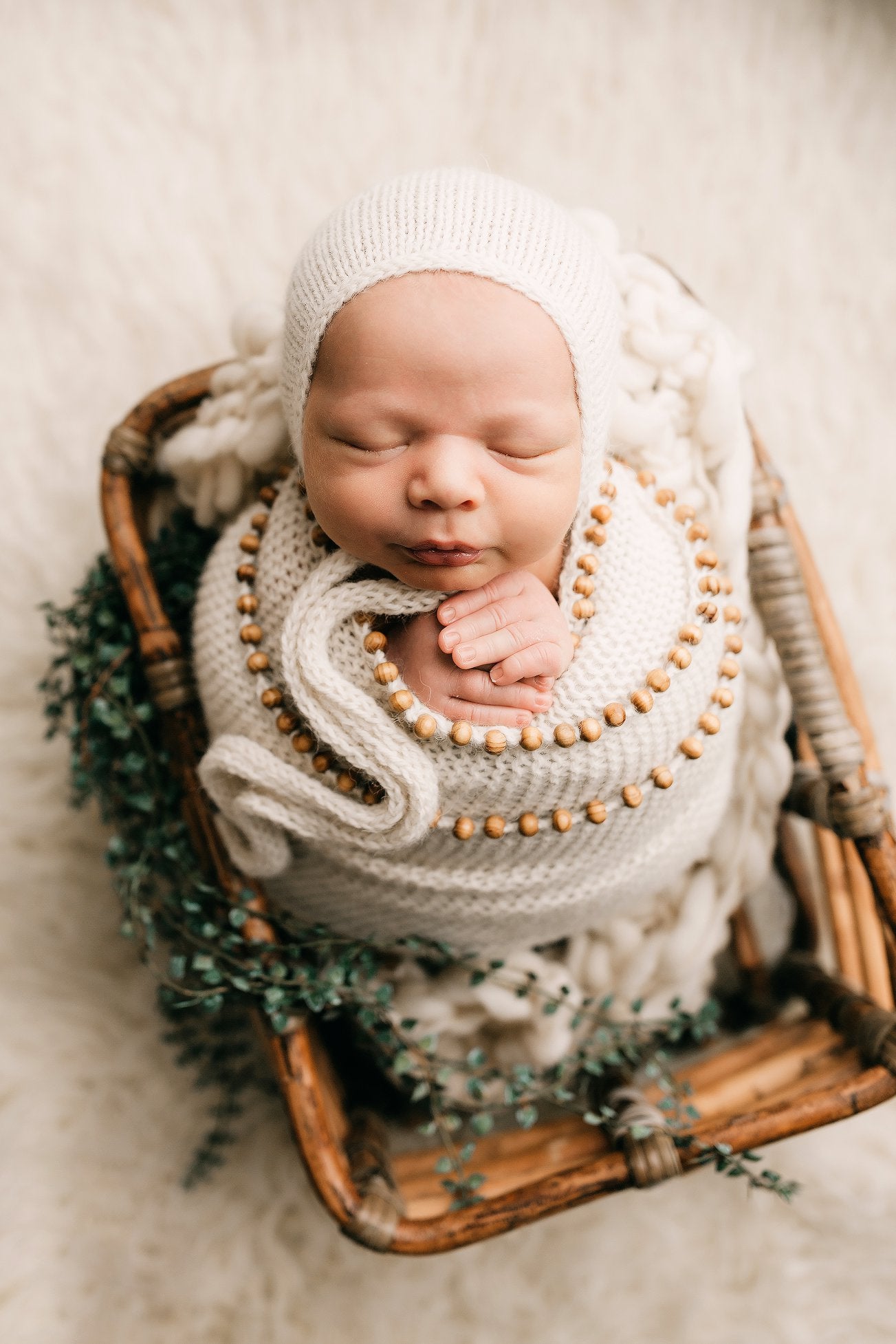 Ivory Beaded wraps & bonnet set - K2CBlooms