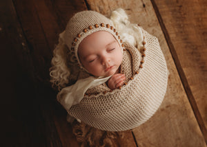 Ivory Beaded wraps & bonnet set - K2CBlooms