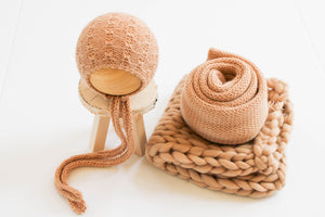 Tan Birch - Reversible bonnet set