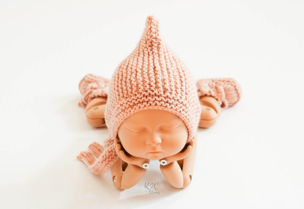 Pixie Bonnet + Booties - Blush