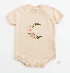 Embroidered Organic Knit Romper - Sitter