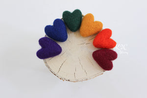 Felt rainbow hearts set - Jewel tones - K2CBlooms