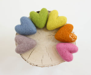 Felt rainbow hearts set - Pastel tones - K2CBlooms