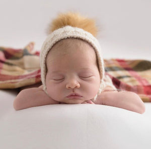 Ivory Pom Bonnet - K2CBlooms